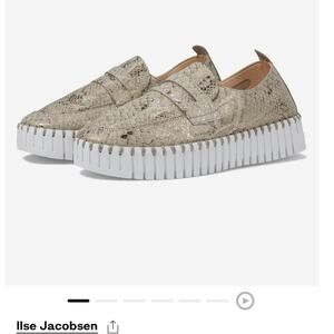 Ilse Jacobsen Tulip 3868 Snake Embossed Slip On Sneakers Wheat Size 38/ US 8